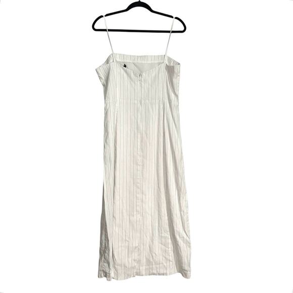 Theory Clean Strap Stripe White Linen Blend Sleeveless Midi Dress 12 - Picture 3 of 9